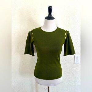 Elegant Olive Button-Detail Top